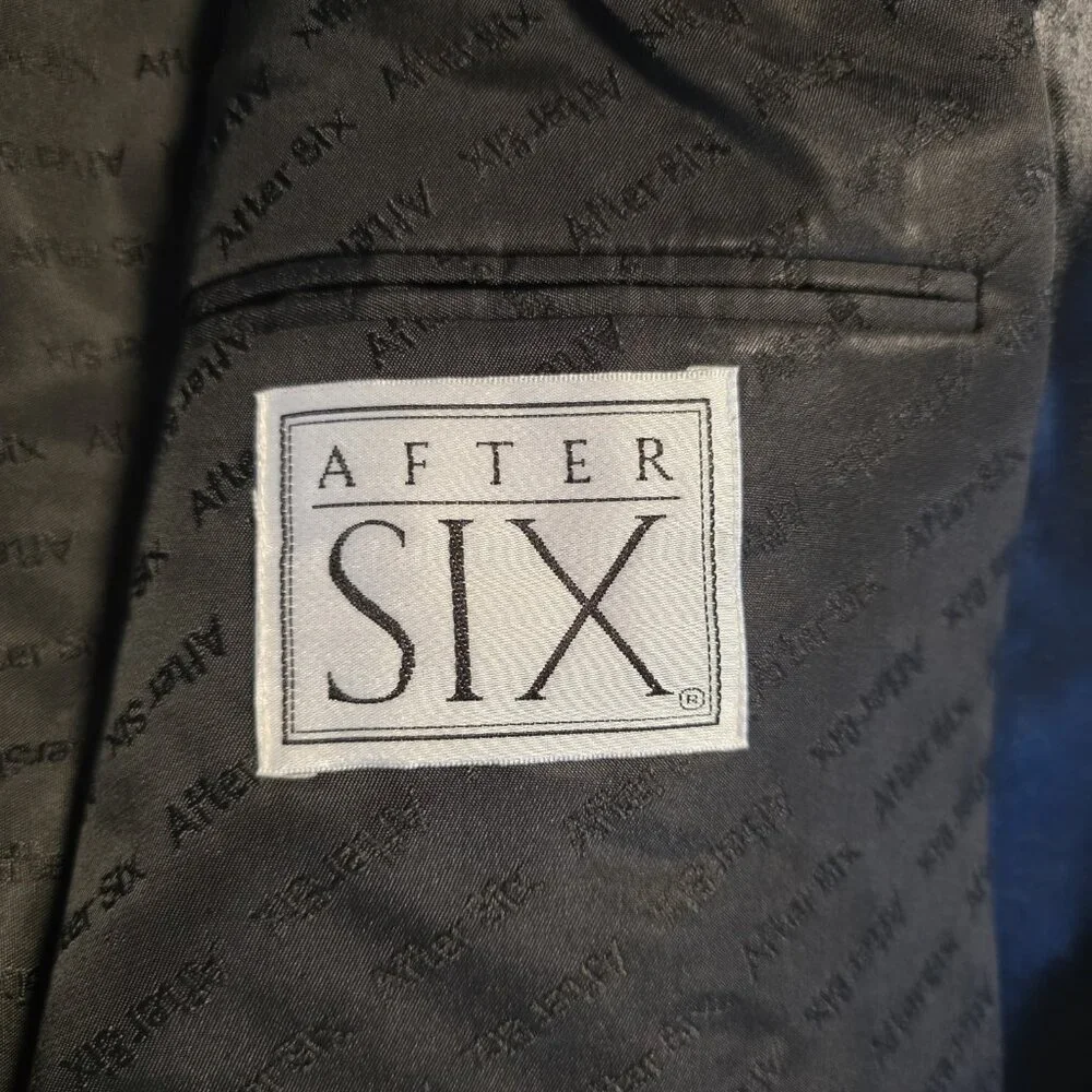 After Six Tuxedo Jacket Satin Lapel Black Three Button Prom Wedding Formal‎ 44L